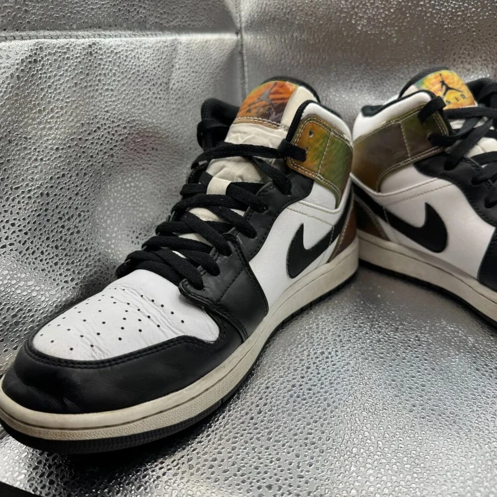 Size 10.5 Air Jordan 1 Mid SE Mens White Black Athletic Sneakers DM7802-100‎